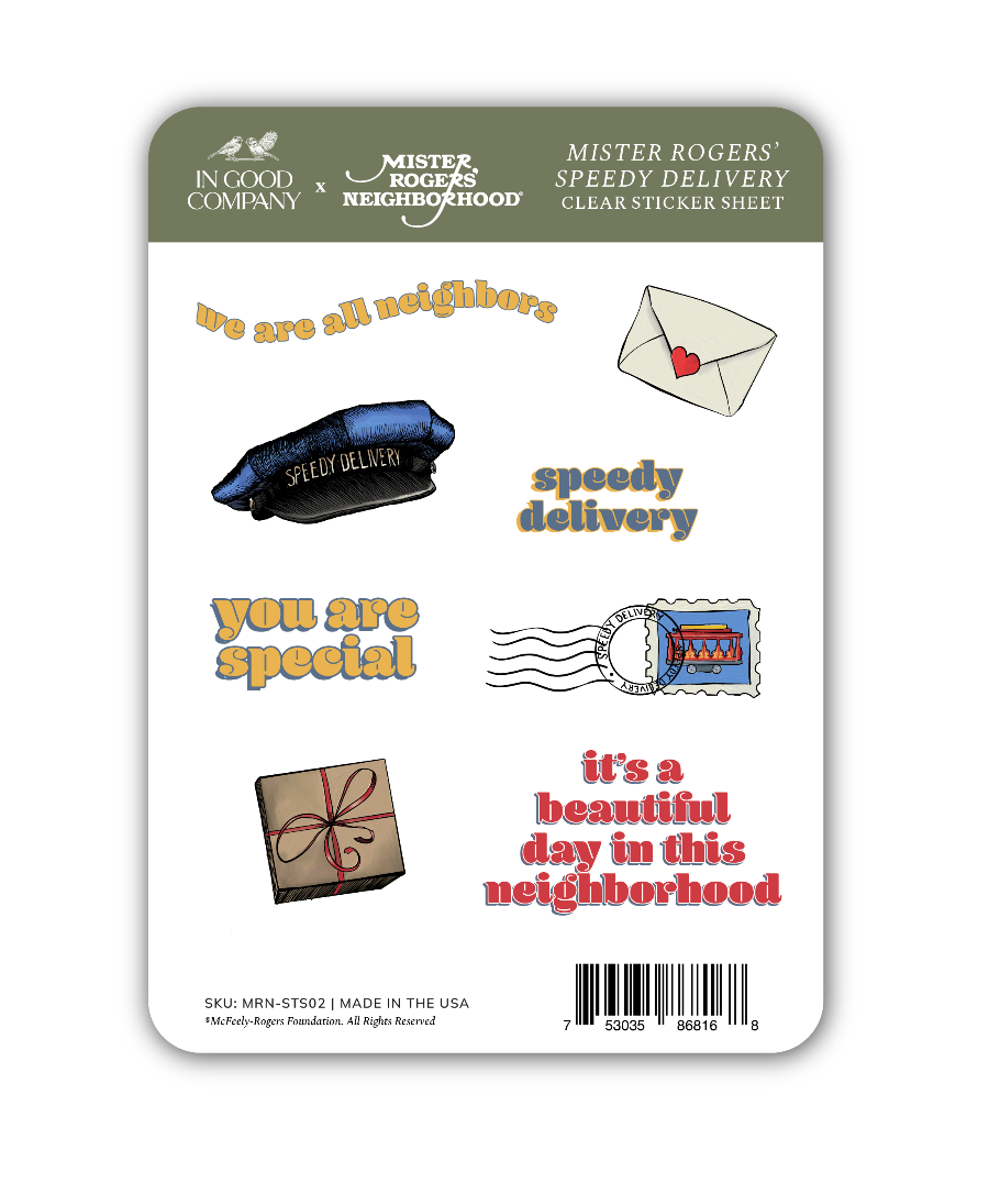Mister Rogers Speedy Delivery sticker sheet