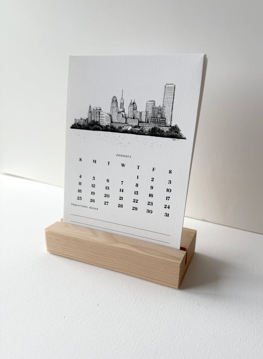 2026 Buffalo Landmark Desk Calendar with Wood Block Holder
