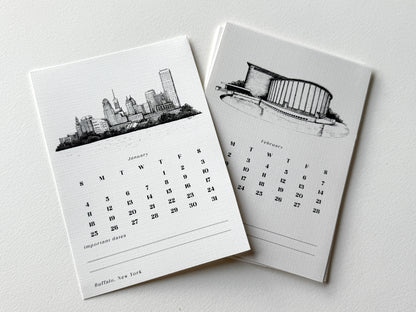 2026 Buffalo Landmark Desk Calendar with Wood Block Holder