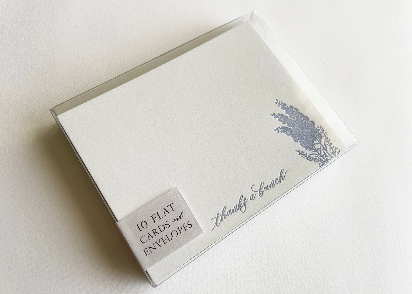 Letterpress flat note card with florals that says "thanks a bunch" by Rust Belt Love