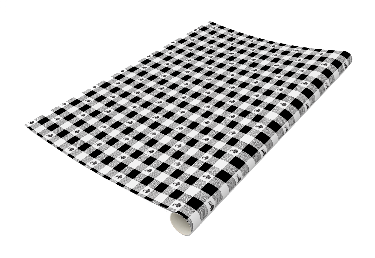 White and black buffalo printed plaid wrapping paper roll by Rust Belt Love