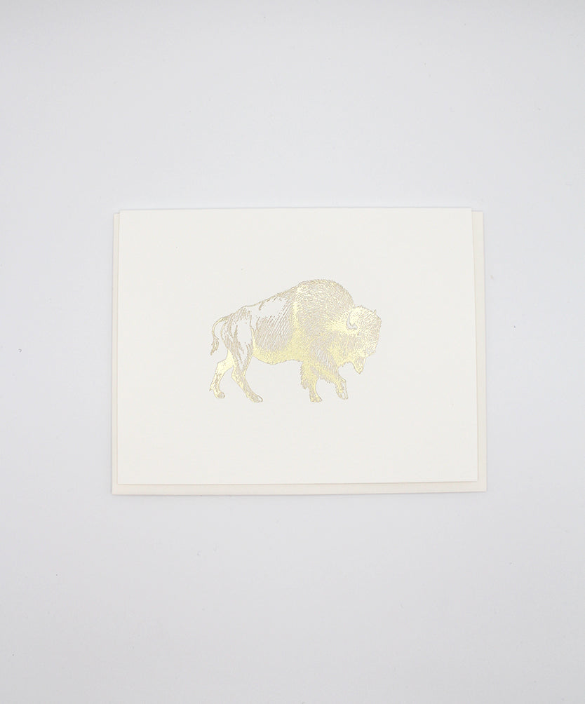 Gold foil buffalo greeting card by rust Belt Love