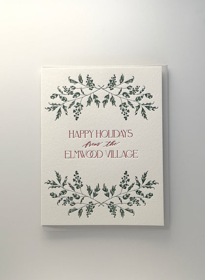 Happy Holidays from the Elmwood Village Letterpress Greeting Card