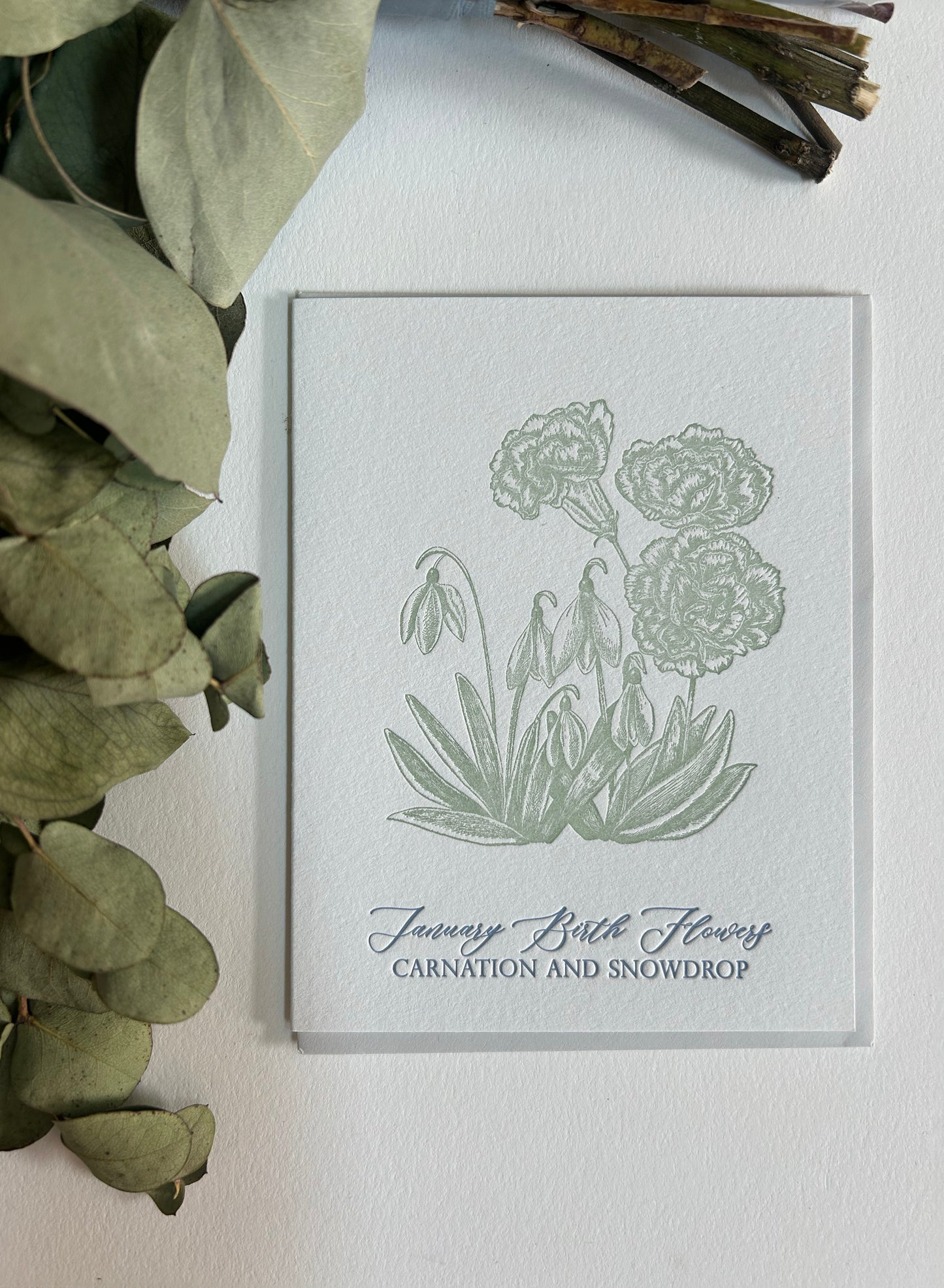 January Birth Flowers Letterpress Card