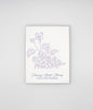 Letterpress birthday card with florals that says "February Birth Flowers, Violet and Primrose" by Rust Belt Love