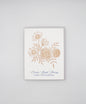 Letterpress birthday card with florals that reads "October Birth Flowers cosmo and marigold" by Rust Belt Love