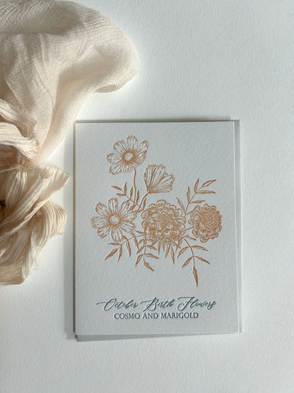 October Birth Flowers Letterpress Card