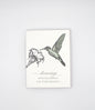 Letterpress birthday card with a flower and humming bird that reads "humming by with excitement for you birthday", by Rust Belt Love