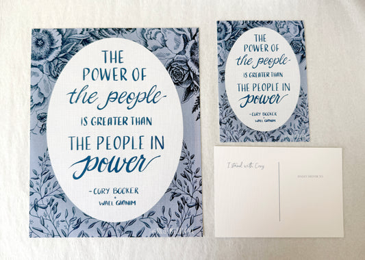 "The power of the people-is greater than the people in power" - Senator Cory Booker Floral Art Print