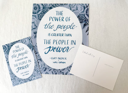 "The power of the people-is greater than the people in power" - Senator Cory Booker Floral Art Print