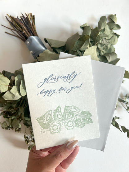 Gloriously Happy For You Letterpress Greeting Card