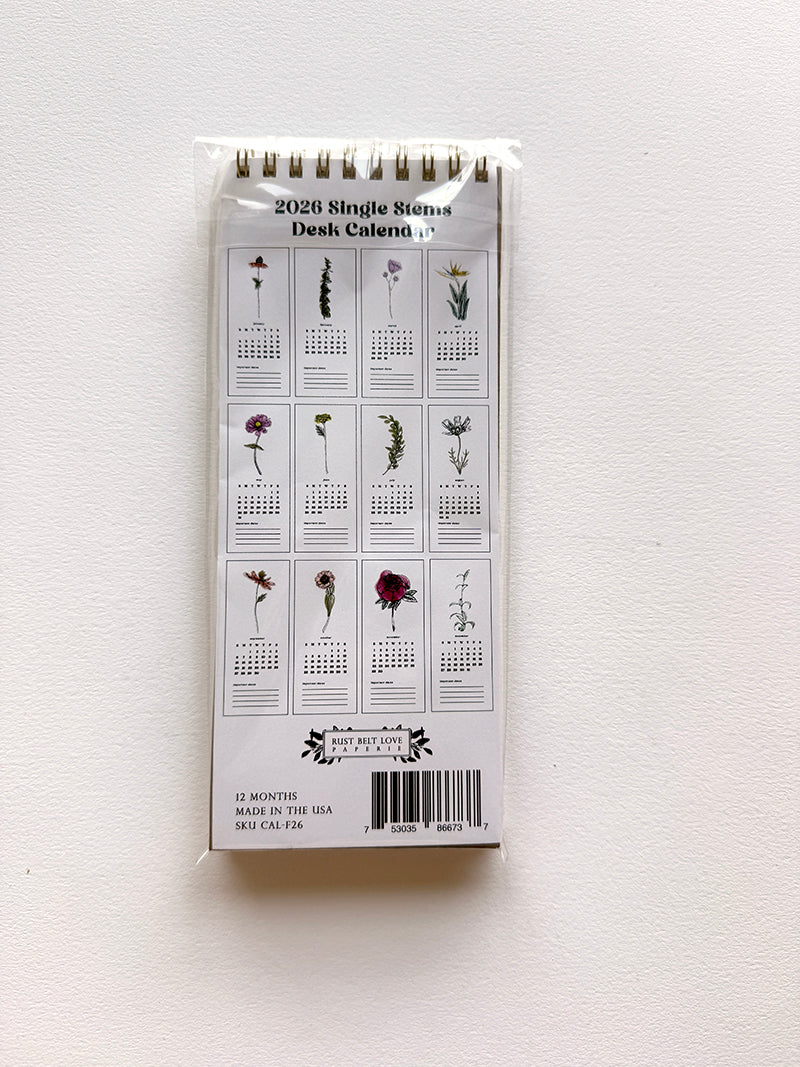 2026 Botanical Desk Calendar – Spiral Bound
