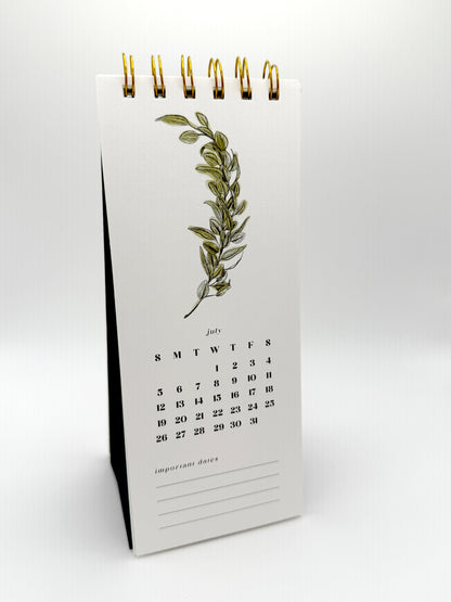 2026 Botanical Desk Calendar – Spiral Bound
