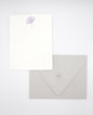 Letterpress flat note card with a purple cosmo flower by Rust Belt Love