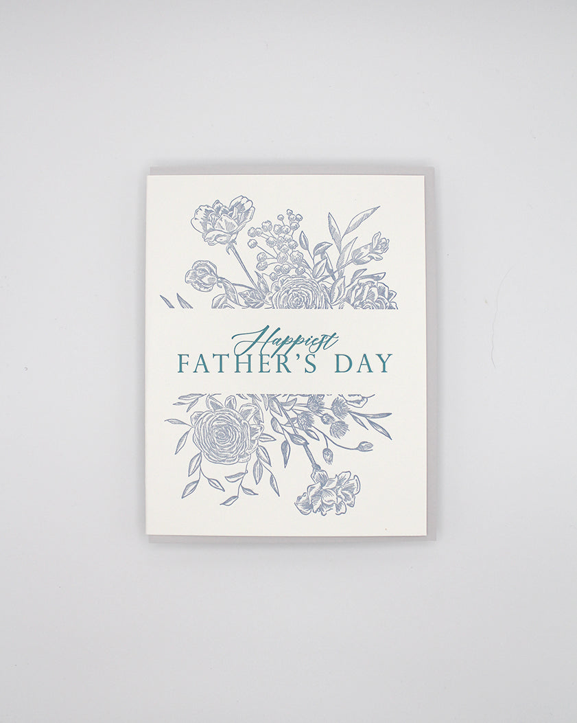 Letterpress father's day card with florals that says "Happy Father's Day" by Rust Belt Love