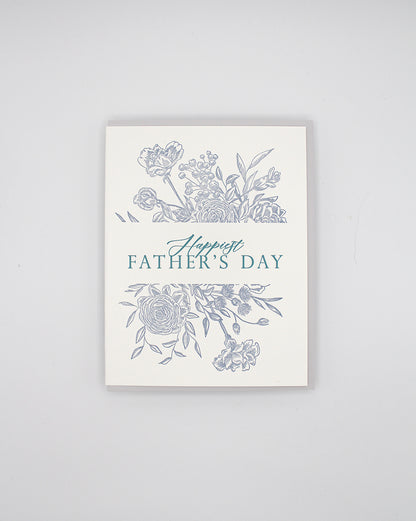 Letterpress father's day card with florals that says "Happy Father's Day" by Rust Belt Love