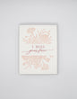 Letterpress friendship card with florals that says "I miss your face" by Rust Belt Love