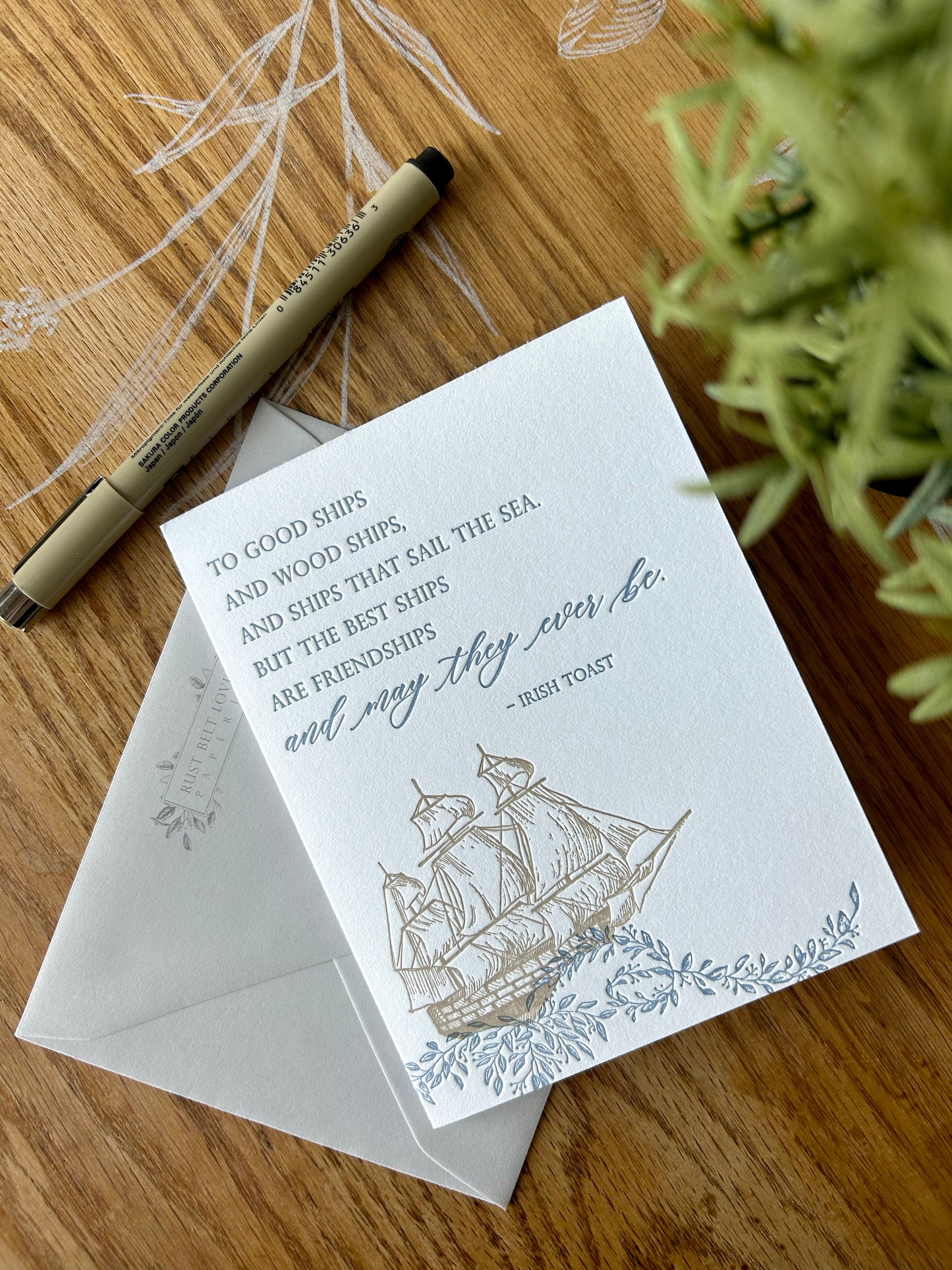 The Best Ships Are Friendships Letterpress Greeting Card