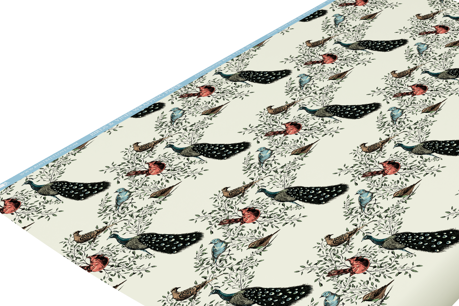 Bird print wrapping paper roll by Rust Belt Love