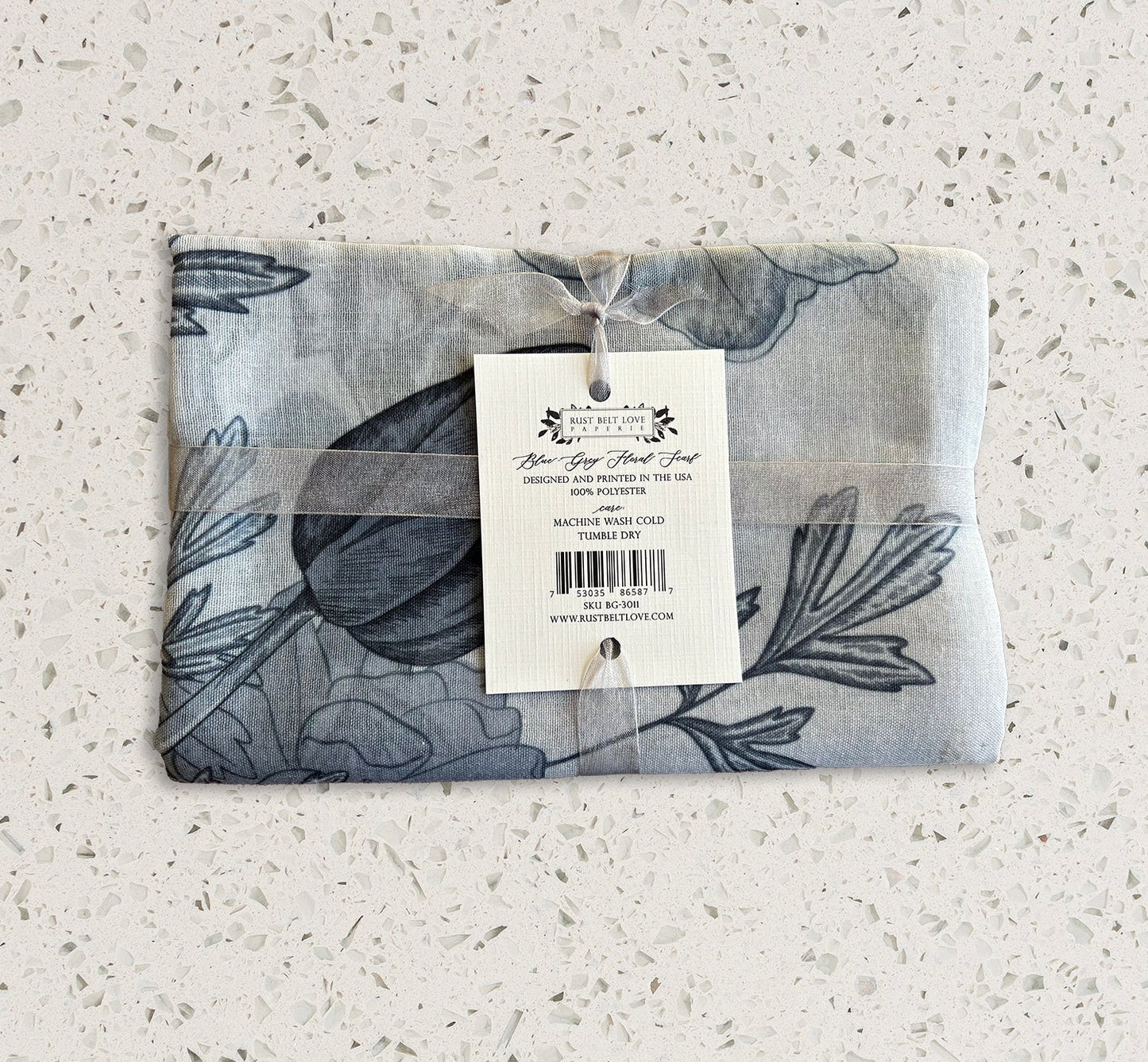 Blue Floral Grey scarf by Rust Belt Love