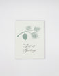 Letterpress holiday card with pinecone that says "Season's greetings" by Rust Belt Love