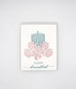 Letterpress holiday card with florals and candles that says "Happy Hanukkah" by Rust Belt Love