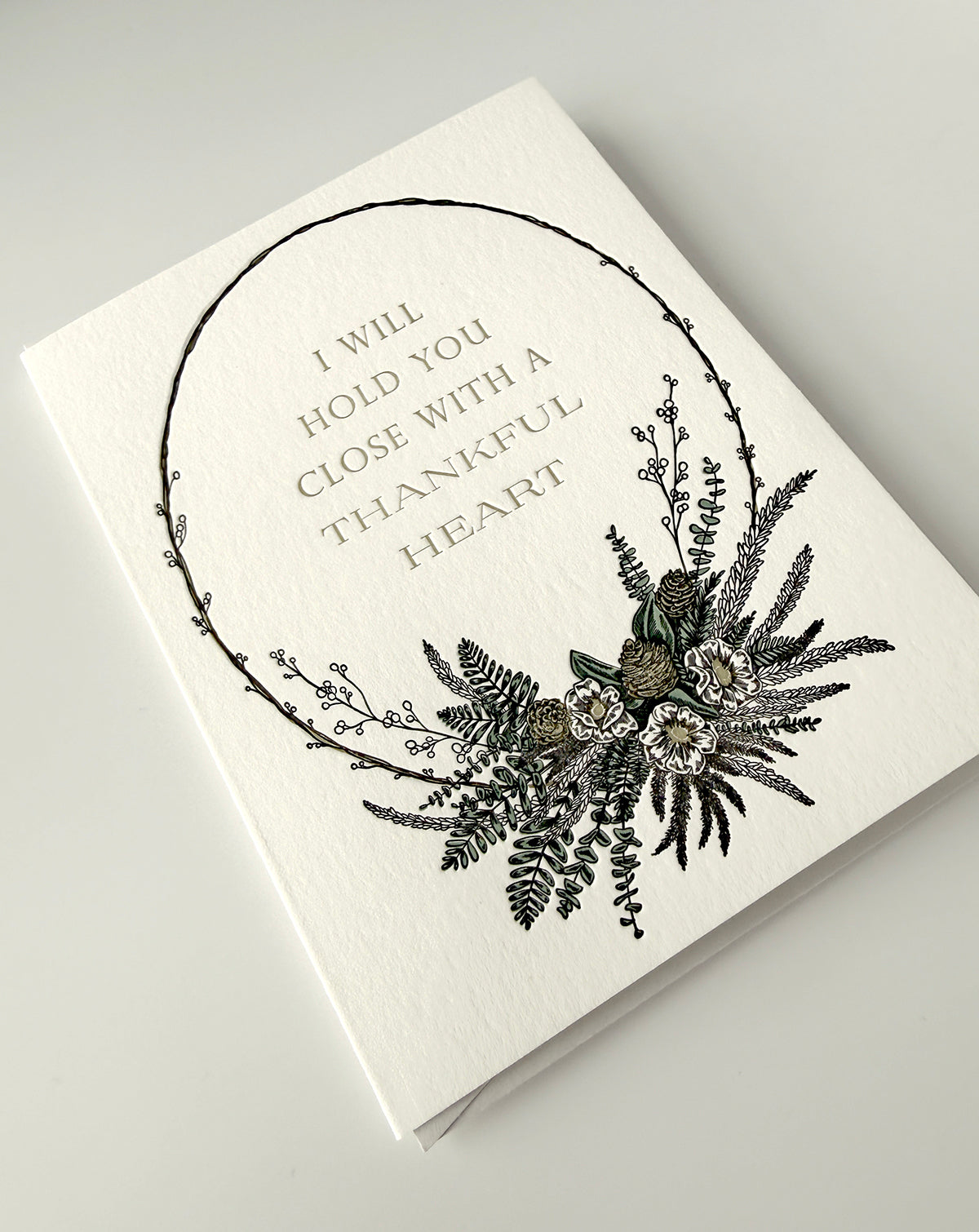 I Will Hold You Close With a Thankful Heart Letterpress Greeting Card