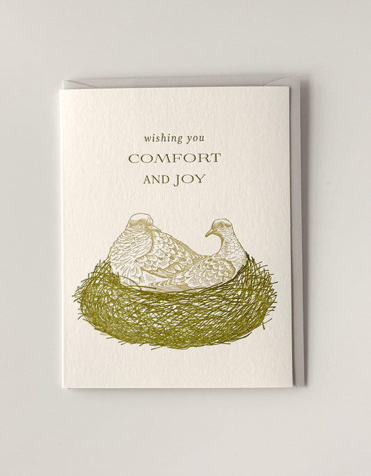 Wishing you Comfort and Joy Letterpress Greeting Card
