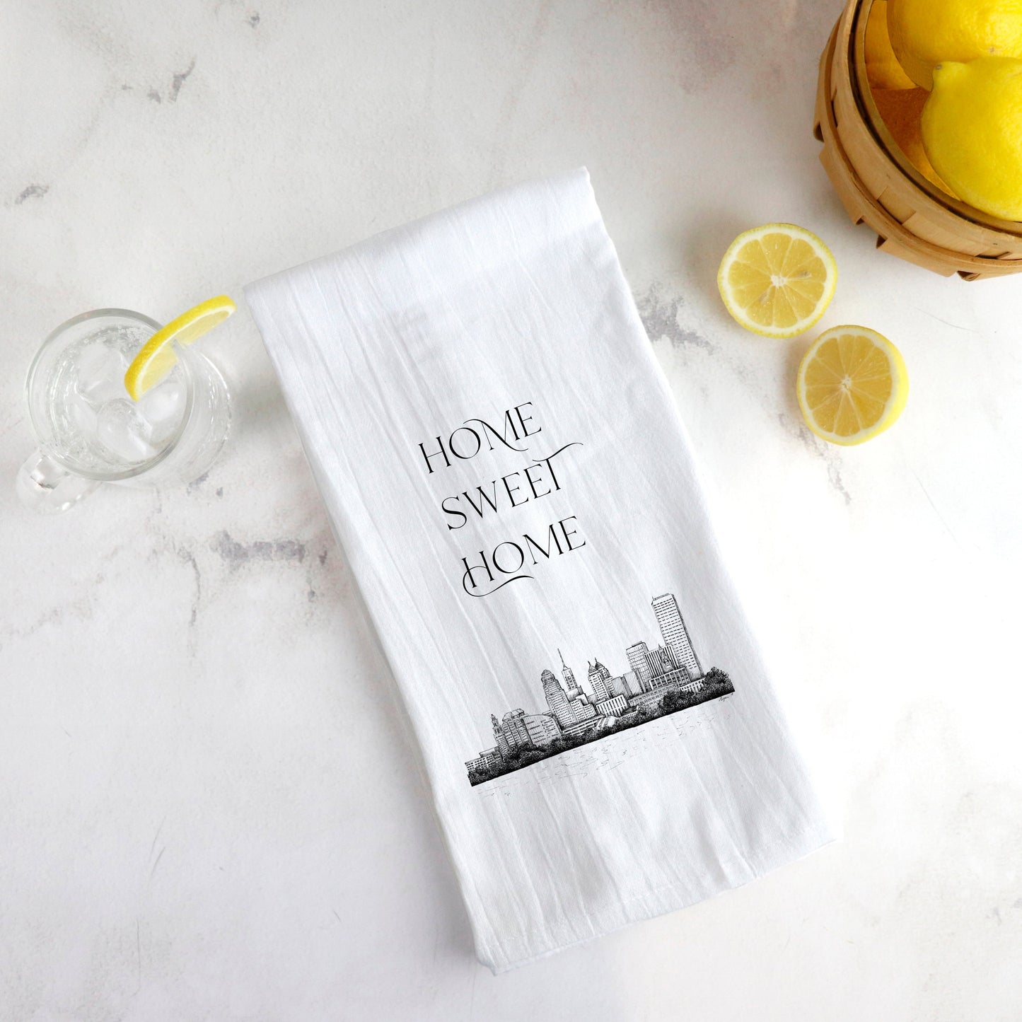 Home Sweet Home Tea Towel Buffalo NY Skyline Rust belt love