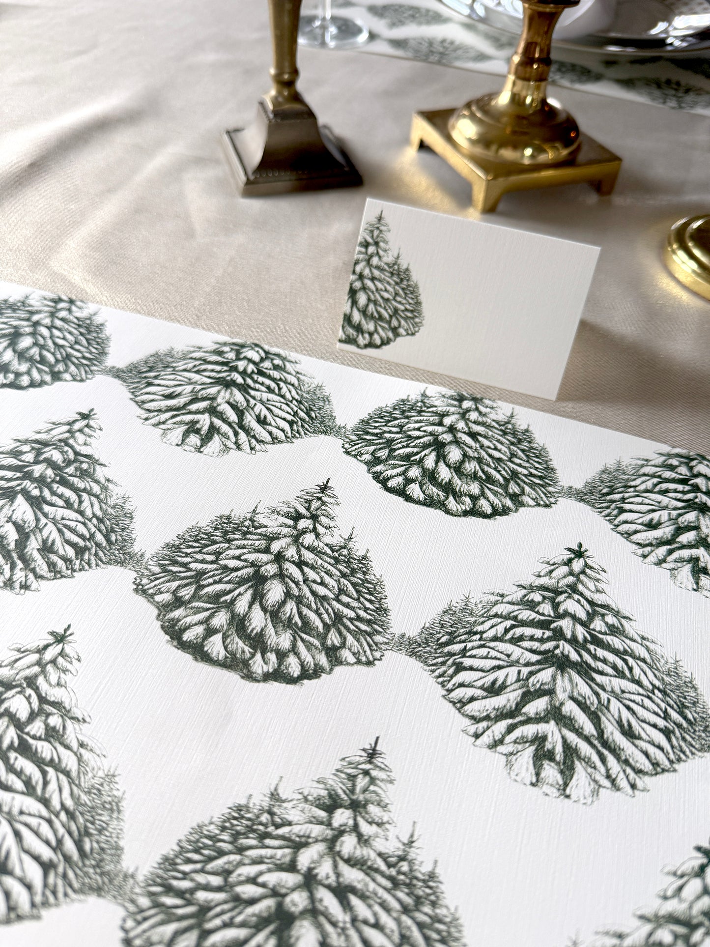 Holiday Forest Place Cards- Double-sided Table Tents (Set of 12)