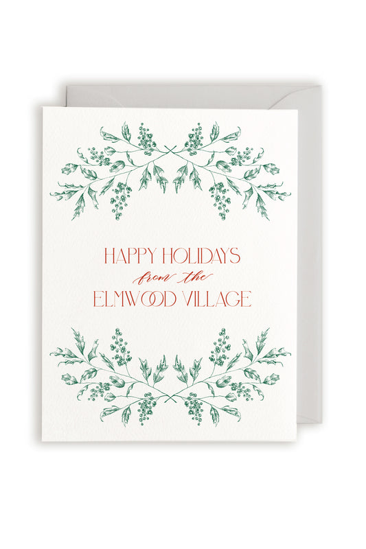 Happy Holidays from the Elmwood Village Letterpress Greeting Card