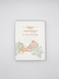 Letterpress love card with florals and birds that says "Happy anniversary to the love birds" by Rust Belt Love