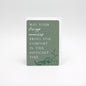 Green floral minicard that reads "May your loving memories bring you comfort in this difficult time" by Rust Belt Love
