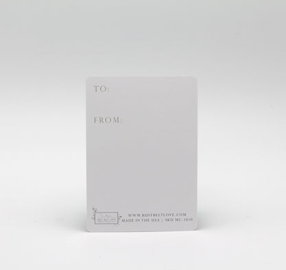 Back of minicard that reads "To" and "From" by Rust Belt Love