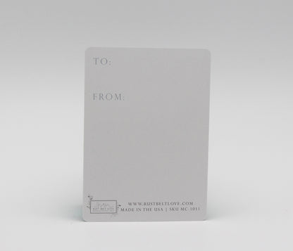 Back of minicard that reads "To" and "From" by Rust Belt Love