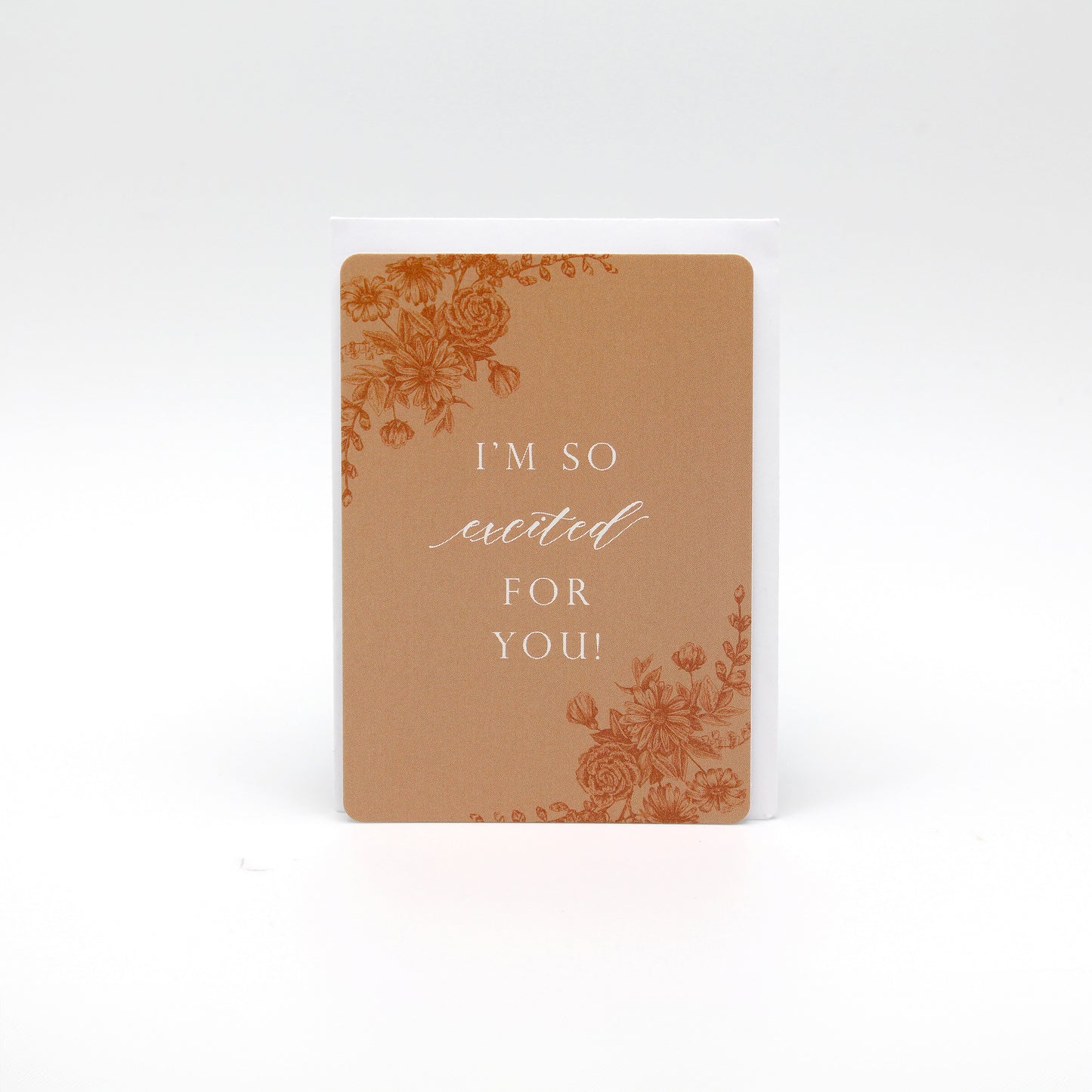 Orange floral minicard that reads "I'm so excited for you!" from Rust Belt Love