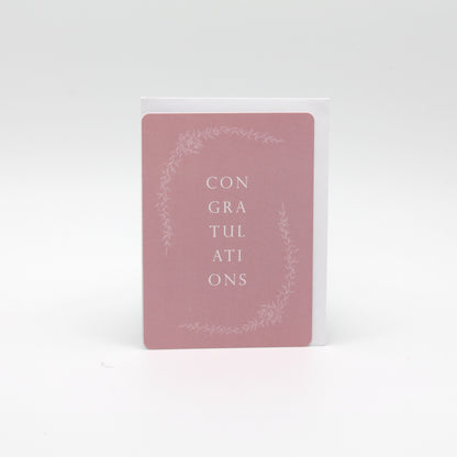 Pink floral minicard that reads "Congratulations" by Rust Belt Love