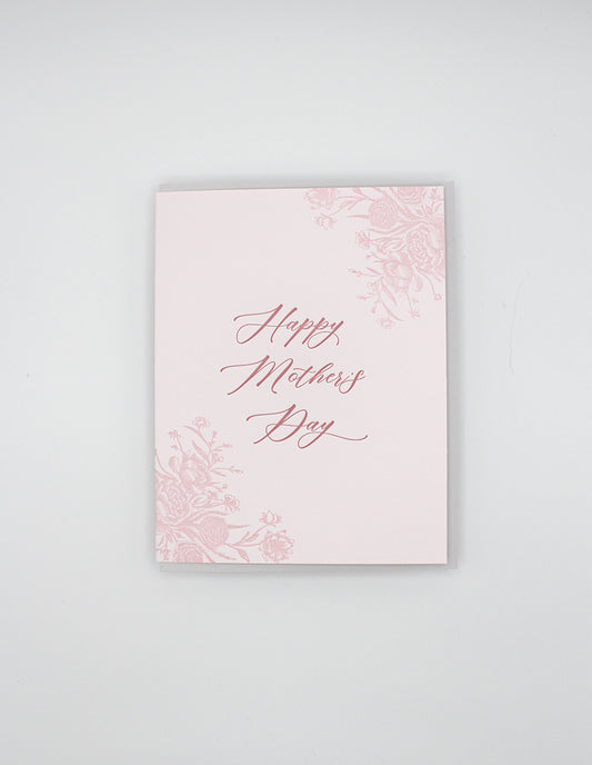 Letterpress mother's day card with florals that says "Happy mothrer's day" by Rust Belt Love