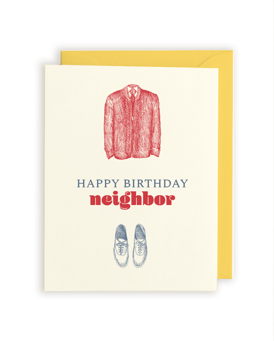 Happy Birthday Neighbor letterpress greeting card
