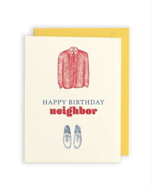 Happy Birthday Neighbor letterpress greeting card
