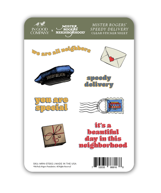 Mister Rogers Speedy Delivery sticker sheet