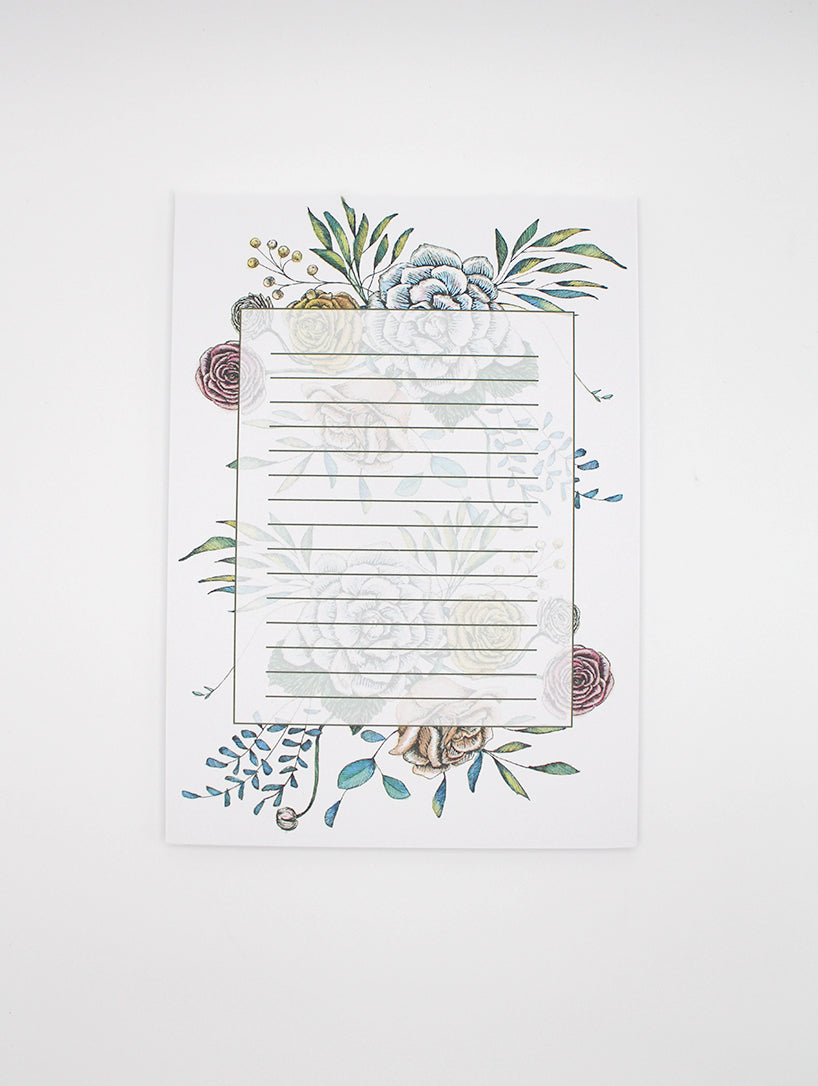 5 by 7 notepad with lined sheets with multi-colored florals by Rust Belt Love