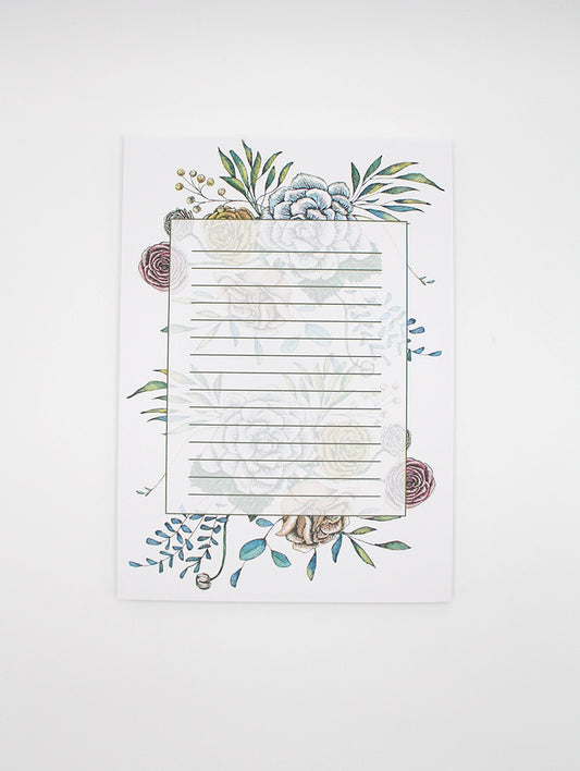 5 by 7 notepad with lined sheets with multi-colored florals by Rust Belt Love