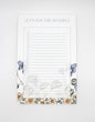 Rust Belt Love's floral lined paper notepad that reads "Let's plan this wedding!"