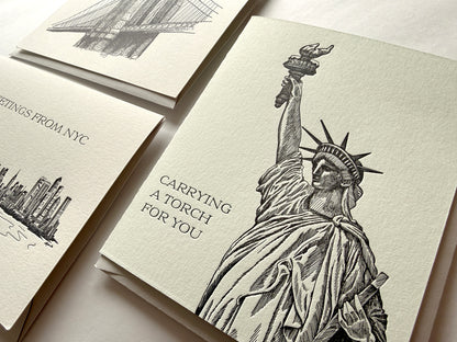 Carrying a Torch For You Statue of Liberty Letterpress Card