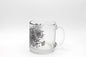 Clear glass mug with black florals by Rust Belt Love