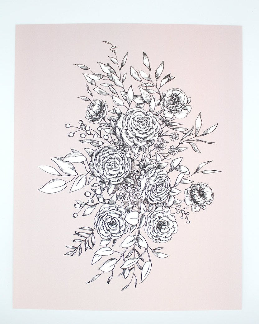Digital blush floral print by Rust Belt Love