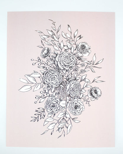 Digital blush floral print by Rust Belt Love