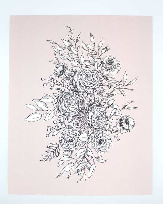 Digital blush floral print by Rust Belt Love