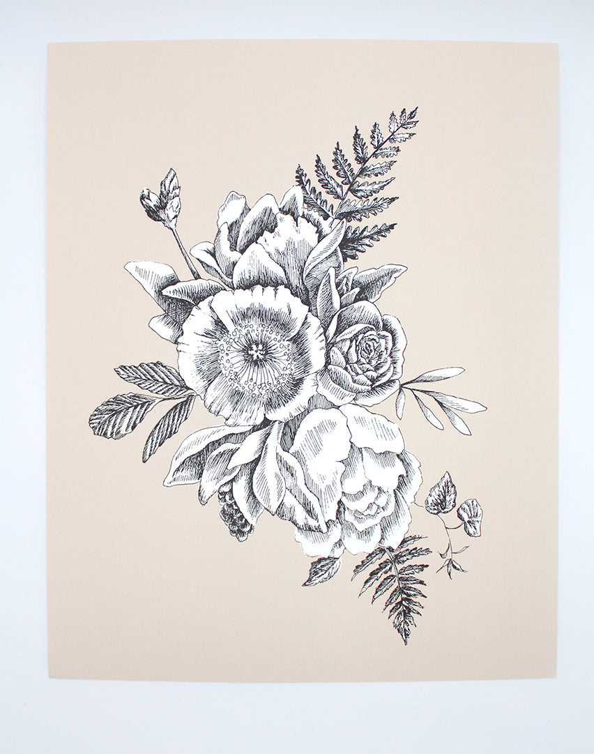 Digital terracotta floral print by Rust Belt Love